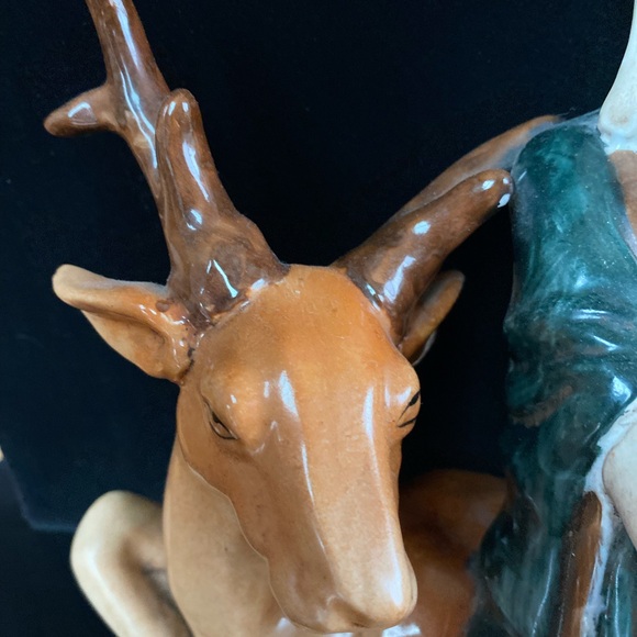 Asian Mudman On Deer Figurine Kinder-Harris Subdermal Face Unique Decor - Picture 6 of 10